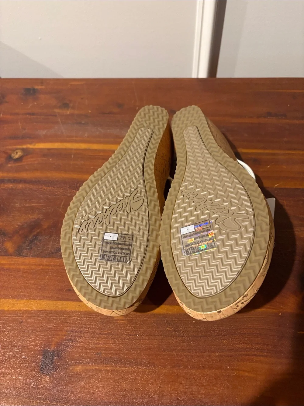 Skechers White Multi-Strap Wedge Sandals
